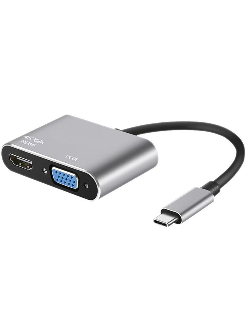 USB C to HDMI VGA Adapter, USB Type C to Dual VGA HDMI Splitter Converter, Compatible with iPhone 15/15Pro, Galaxy S22 Ultra, Macbook Pro, iPad Pro, Dell XPS 13/15, Yoga 910, Surface Go