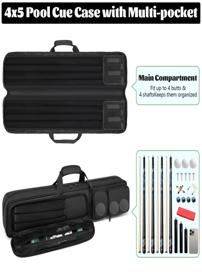Beejirm Pool Cue Case 4x4, Pool Stick Case Cue Bag with Hidden Backpack-Strap, Cue Stick Case Holds 4 Butts and 4 Shafts, Billiard Pool Cue Carrying Case with Large Front Accessory Pockets and 1 Cue Ball Case - Image 3
