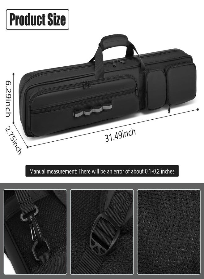 Beejirm Pool Cue Case 4x4, Pool Stick Case Cue Bag with Hidden Backpack-Strap, Cue Stick Case Holds 4 Butts and 4 Shafts, Billiard Pool Cue Carrying Case with Large Front Accessory Pockets and 1 Cue Ball Case - Image 5