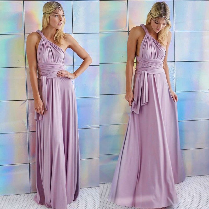 IWEMEK Women's Transformer Infinity Long Evening Maxi Dress Deep V-Neck Multi-Way Wrap Convertible Halter Wedding Bridesmaid Formal Party Floor Length Gown Cocktail Dress High Elasticity - Image 2