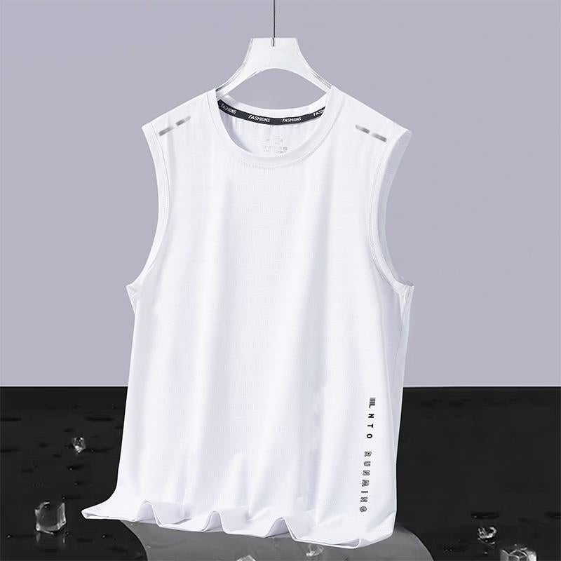 [Ice/Cool] Quick-drying Vest Mens 2025 Summer Mens Sports Fitness Running Quick-drying Ice Silk Sleeveless T Pure white [two-pole butterfly net vest]] 