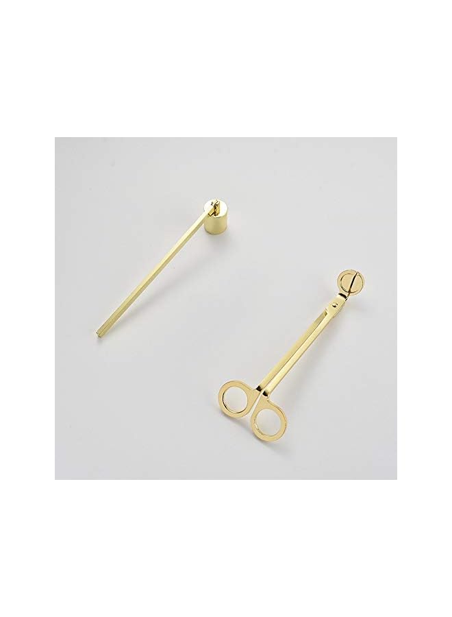 Wick Trimmer, Candle Snuffer Accessory Set, Gold Candle Trimmer, For Church, Ceremonial and Daily Use (Gold 2-in-1 Set)