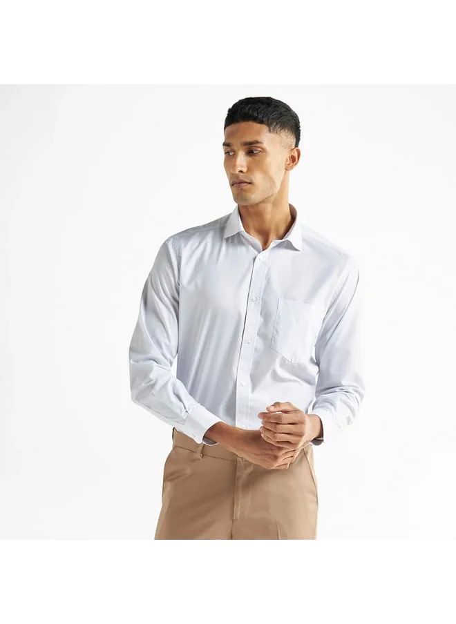 FAV Solid Shirt with Pocket and Long Sleeves