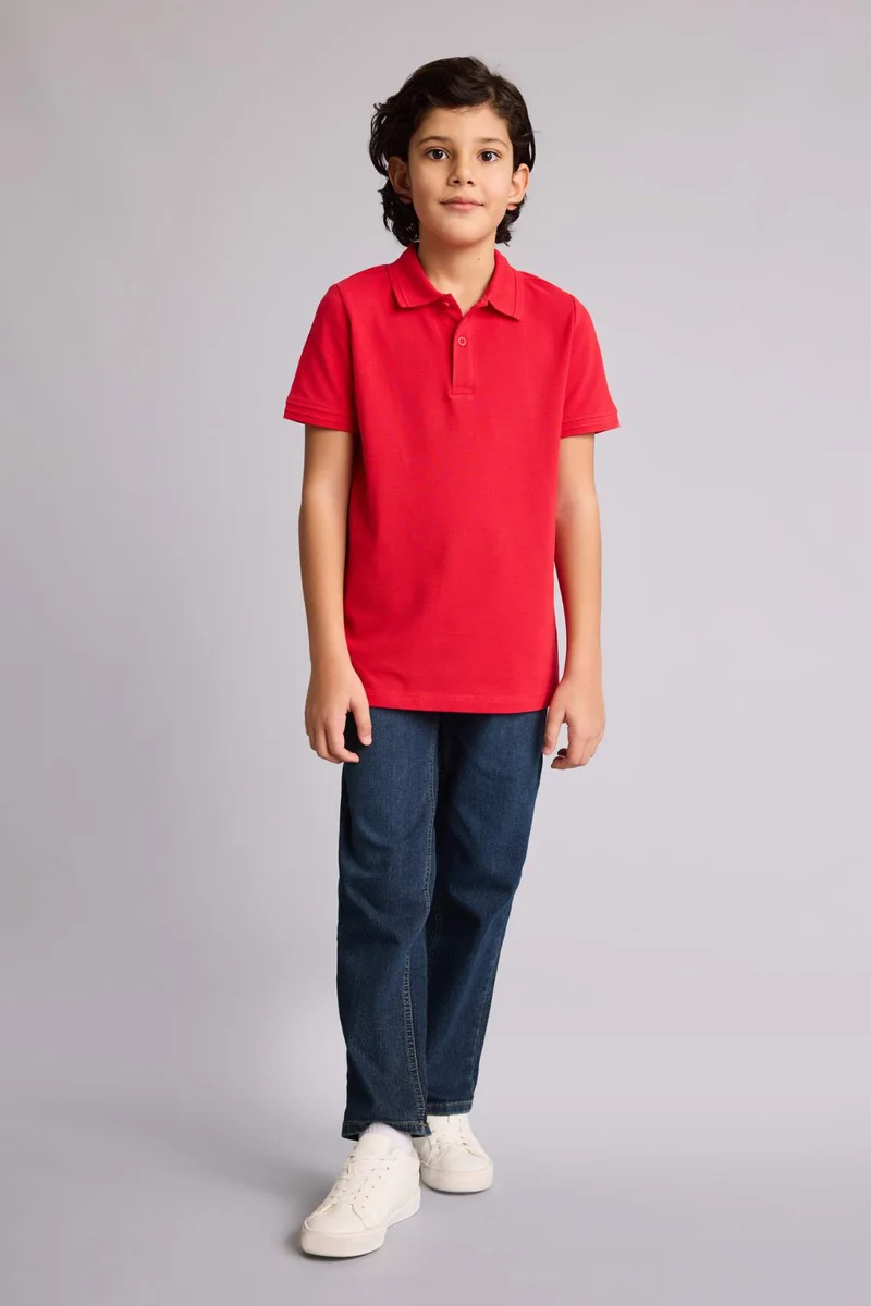 ديفاكتو Boy Regular Fit Basic Pique Polo T-Shirt