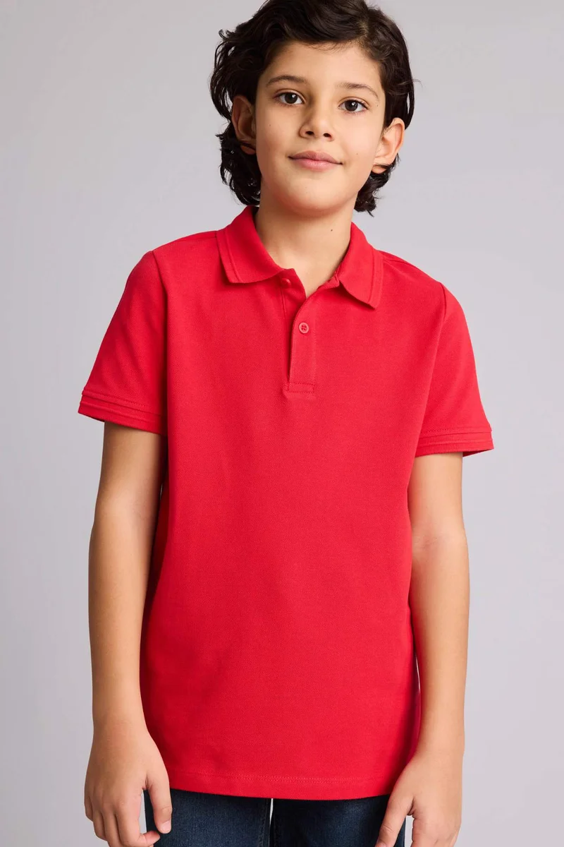 ديفاكتو Boy Regular Fit Basic Pique Polo T-Shirt