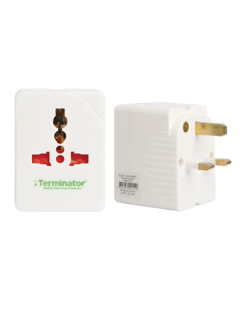 Terminator Pack Of 2 Pcs 3-Way Universal Multi Plug Socket Adapter Multicolour  - Image 2
