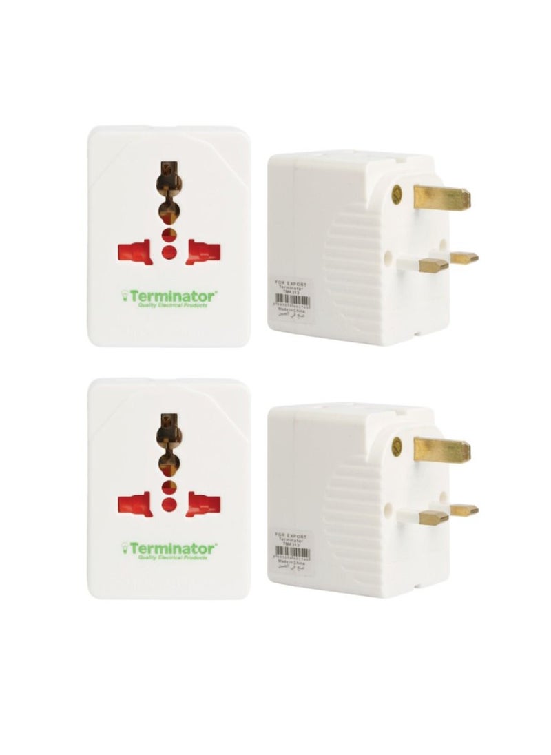 Terminator Pack Of 2 Pcs 3-Way Universal Multi Plug Socket Adapter Multicolour  - Image 1