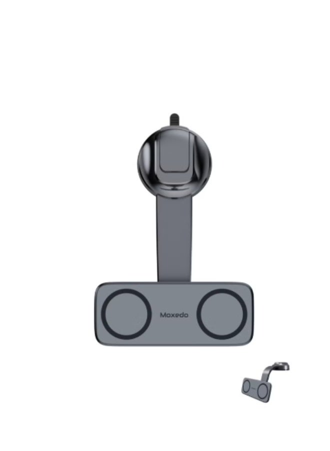 Moxedo Duo-Magnetic Car Mount Holder Bendable Dual Phone Holder 360 Rotating Base Strong Magnetic Absorption Compatible All iOS and Android - Image 1