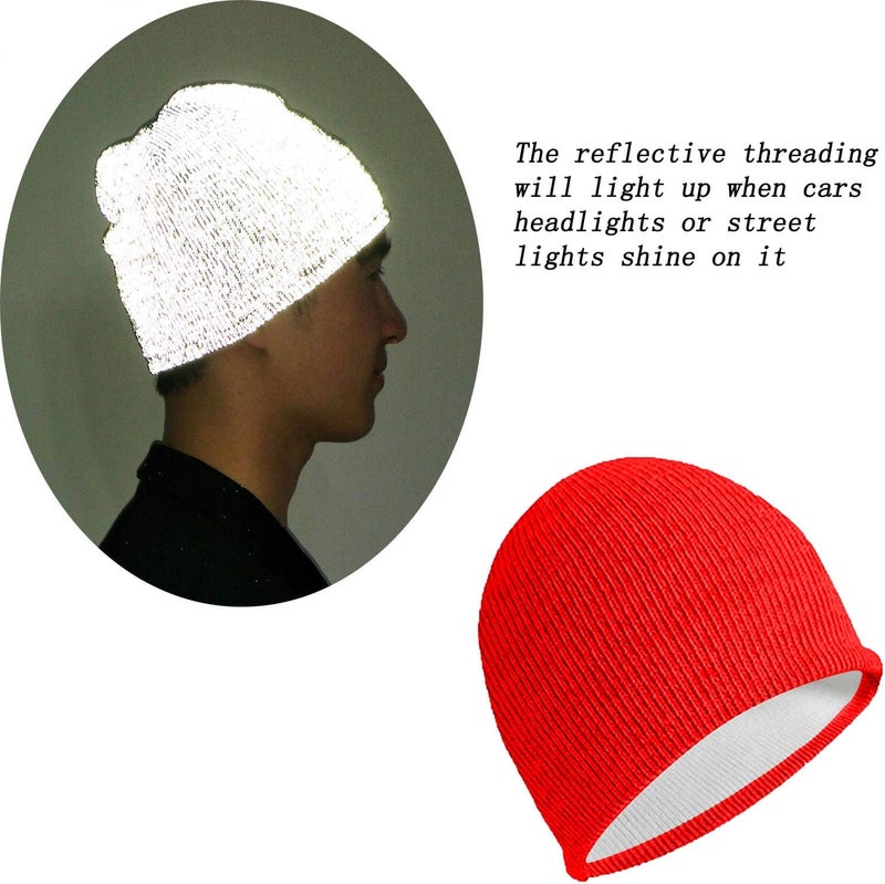 AMNQUERXUS Reflective Beanie Hat High Visibility Warm Winter Loop Knit Cap Gifts for Women Men - Image 2