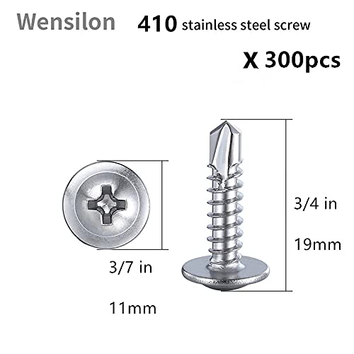 Wensilon（300pcs）#8×3/4”for Sheet Metal Self-Tapping Screws 410 Stainless Steel Truss Head High-Strength Quick Tapping Screws - Image 2