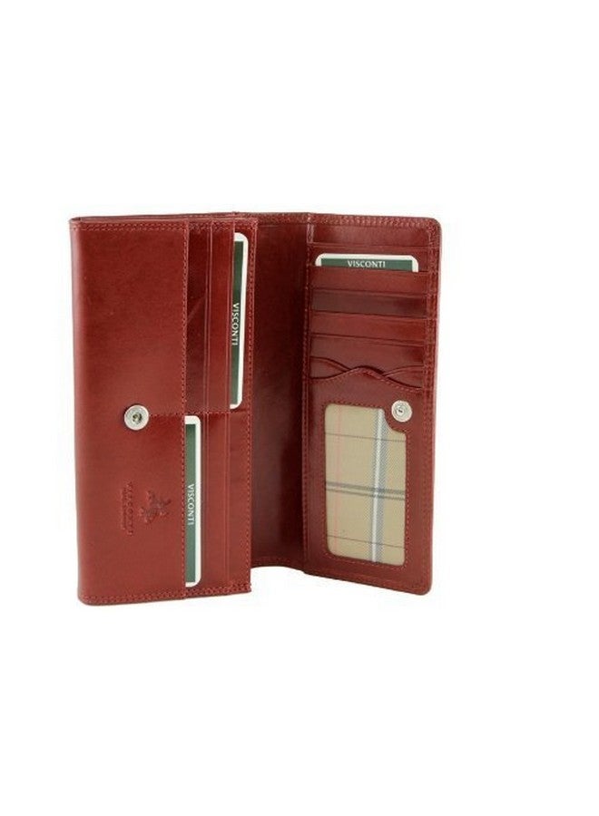 Monza 10 Ladies Large Soft Leather Checkbook Wallet Purse (Red)