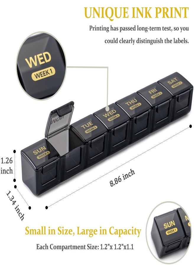 MODENGKONGJIAN Monthly Pill Organizer, 28 Day Pill Box 1 Time a Day with Dust-Proof Case, Large 4 Weeks a Month Pill Case Container, Daily Vitamin Case Box for Pills/Medicine/Fish Oil/Supplements（Black） - Image 2
