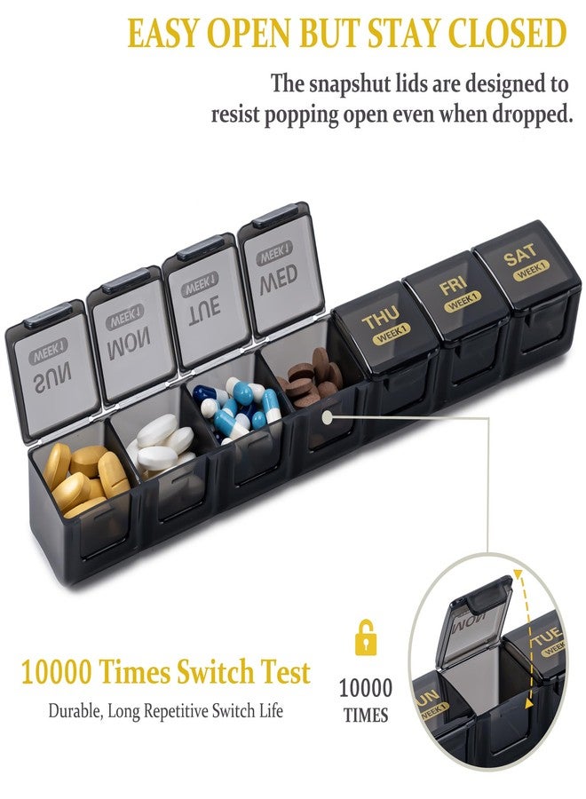 MODENGKONGJIAN Monthly Pill Organizer, 28 Day Pill Box 1 Time a Day with Dust-Proof Case, Large 4 Weeks a Month Pill Case Container, Daily Vitamin Case Box for Pills/Medicine/Fish Oil/Supplements（Black） - Image 3