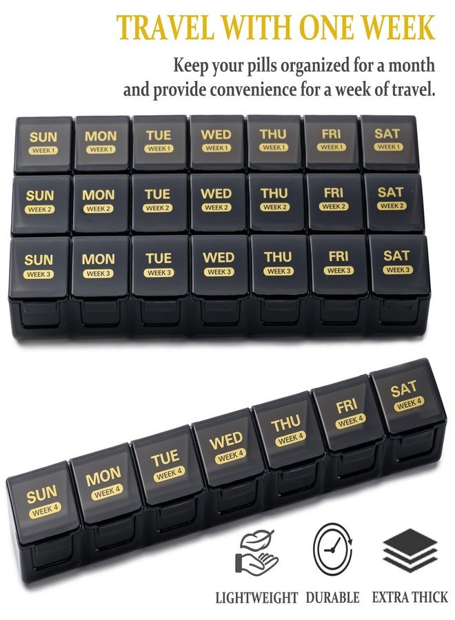 MODENGKONGJIAN Monthly Pill Organizer, 28 Day Pill Box 1 Time a Day with Dust-Proof Case, Large 4 Weeks a Month Pill Case Container, Daily Vitamin Case Box for Pills/Medicine/Fish Oil/Supplements（Black） - Image 5
