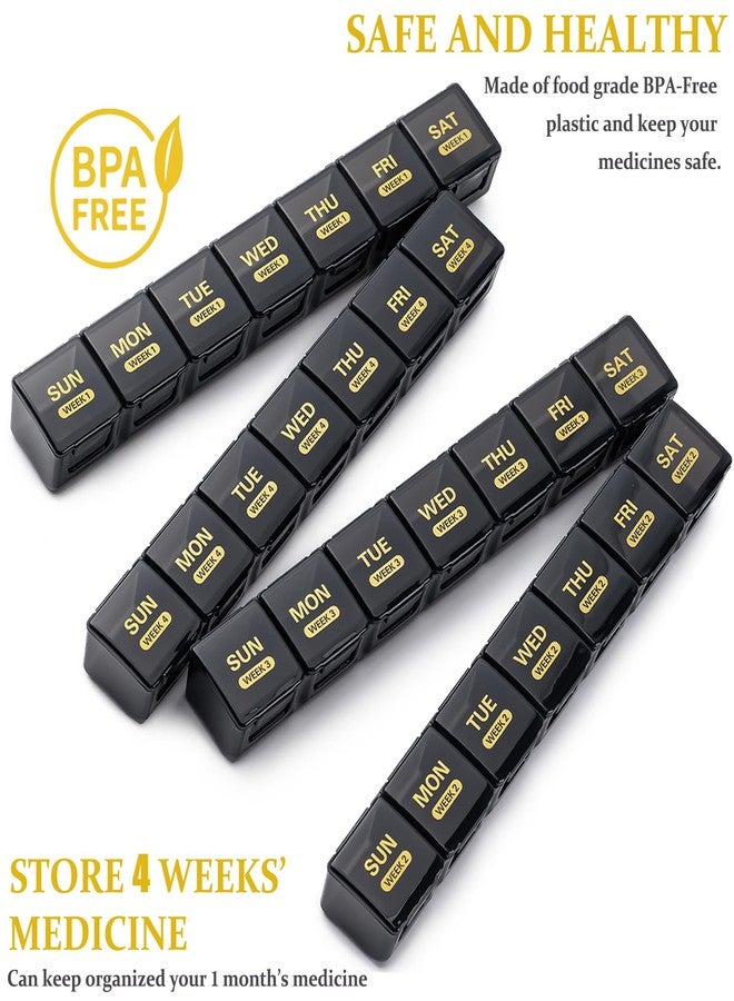 MODENGKONGJIAN Monthly Pill Organizer, 28 Day Pill Box 1 Time a Day with Dust-Proof Case, Large 4 Weeks a Month Pill Case Container, Daily Vitamin Case Box for Pills/Medicine/Fish Oil/Supplements（Black） - Image 4