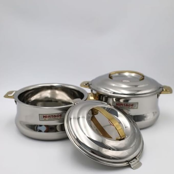 Casserole Glacier15002200 Ml  2Pcs Gift Set Golden Pvd Handle
