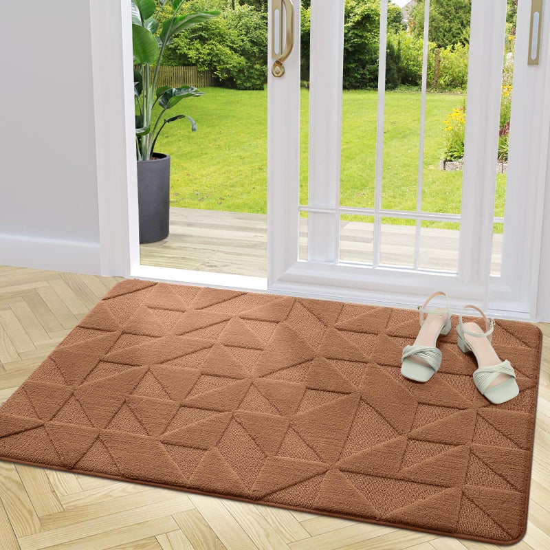 OLANLY Door Mats Indoor NonSlip Absorbent Dirt Resist Entrance Washable Mat LowProfile Inside Entry Doormat for Entryway 48x32 inches Brown