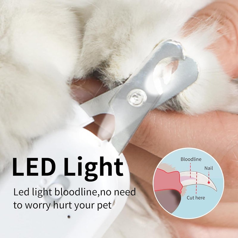 باكوي PAKEWAY مقص أظافر للحيوانات الأليفة مع ضوء LED وضوء UV، مشرط مخالب القطط مع ضوء LED فائق السطوع لخط الدم في الظفر لتجنب القطع الزائد، أداة تشذيب بشفرة حادة مائلة للكلاب والقطط والأرانب والحيوانات الصغيرة - Image 2