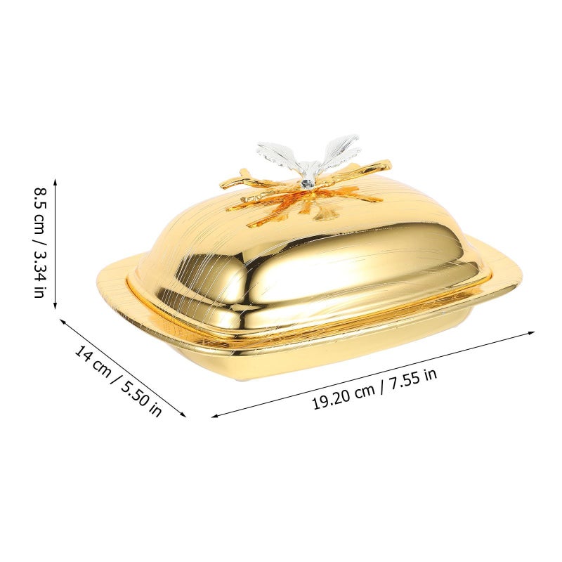 Gold Stainless Steel Butter Dish With Lid 7.5 Inch Rectangular For Refrigerator Storage Serving - Image 3