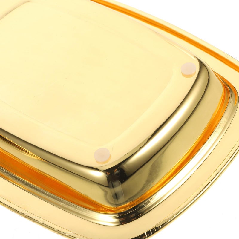 Gold Stainless Steel Butter Dish With Lid 7.5 Inch Rectangular For Refrigerator Storage Serving - Image 4