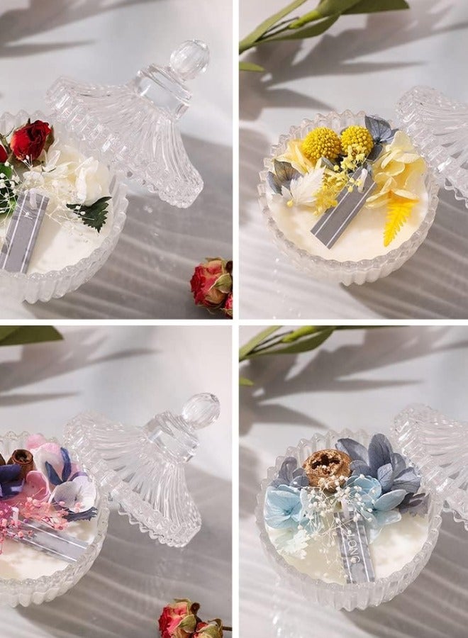 2Pcs Glass Candy Dish with Lid Decorative Candy Bowl Crystal Covered Candy Jar Glass Apothecary Jar Wedding Candy Buffet Jar Tent Shaped Food Jar Container for Home Office Desk Gift (Clear) - Image 4