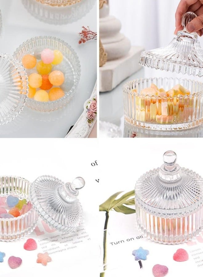 2Pcs Glass Candy Dish with Lid Decorative Candy Bowl Crystal Covered Candy Jar Glass Apothecary Jar Wedding Candy Buffet Jar Tent Shaped Food Jar Container for Home Office Desk Gift (Clear) - Image 5