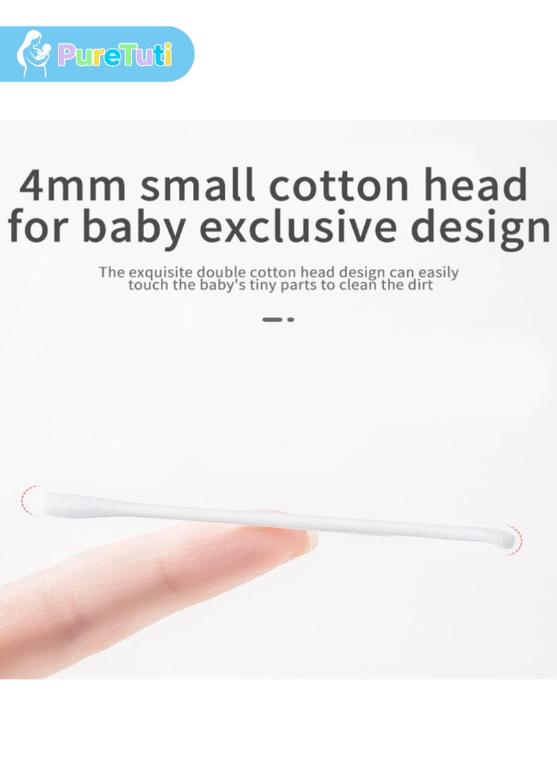 PureTuti 400Pcs Baby Cotton Swabs, Ear Cleaners, Biodegradable Baby Cotton Buds Kids Safety Swabs, Made of Safe Cotton, Double-headed Design, Applicator Cleaning Sticks Wax Cleaner for Baby Ear Nose Clean，2PCS - Image 5