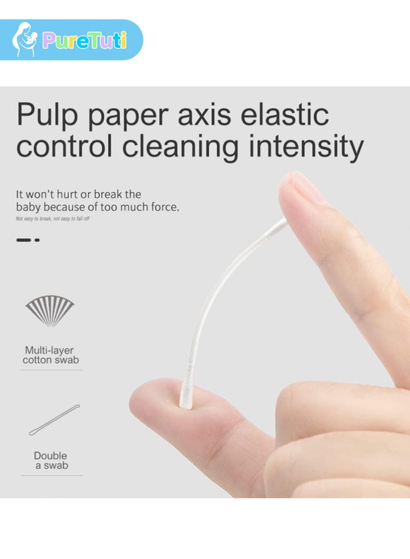 PureTuti 400Pcs Baby Cotton Swabs, Ear Cleaners, Biodegradable Baby Cotton Buds Kids Safety Swabs, Made of Safe Cotton, Double-headed Design, Applicator Cleaning Sticks Wax Cleaner for Baby Ear Nose Clean，2PCS - Image 3