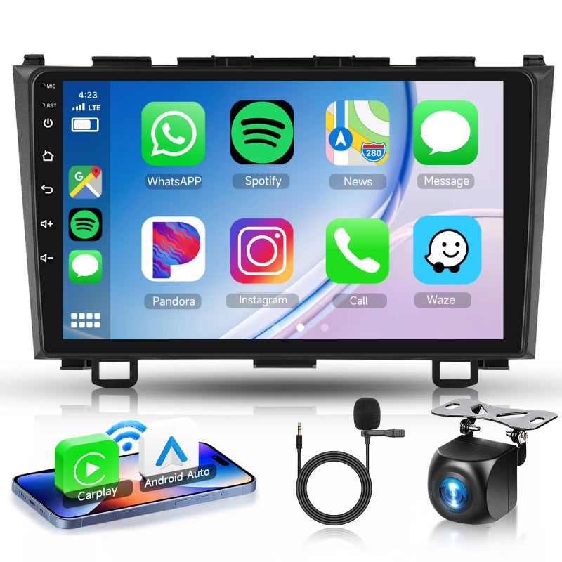 VECHTEL 4 Core+64G Car Stereo for Honda CRV 2007-2011, Wireless Carplay Android Auto, 9 Inch Android 13 Touch Screen Radio Support GPS, WiFi, Bluetooth, SWC, EQ, Backup Camera - Image 1