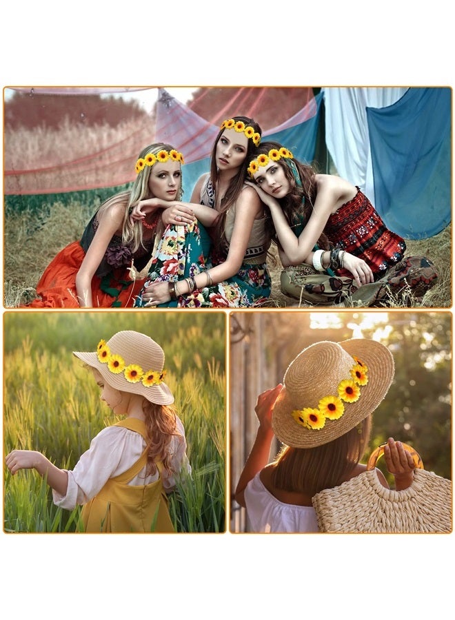 Giegxin 16 Pieces Sunflower Headbands for Women Yellow Daisy Headbands Flower Crowns Hippie Hair Accessories Sunflower Crowns Party Favor for Wedding Bridal Shower Festivals Photo Props Women Girls Baby - Image 2