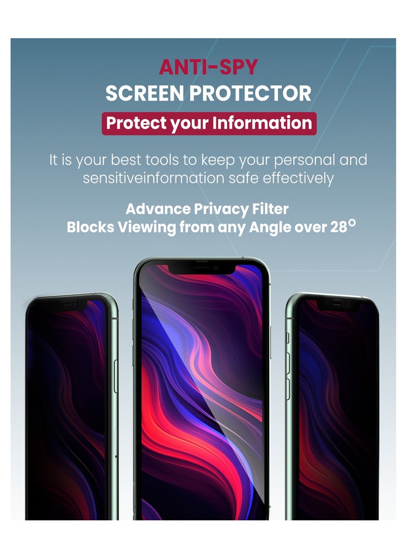 Moxedo Moxedo Ultra Shield Tempered Glass Screen Protector Privacy 9H Hardness Full Coverage Anti-Spy Protection with Auto-Align Easy Applicator for iPhone 11 Pro Max 6.5 inch  - Image 3