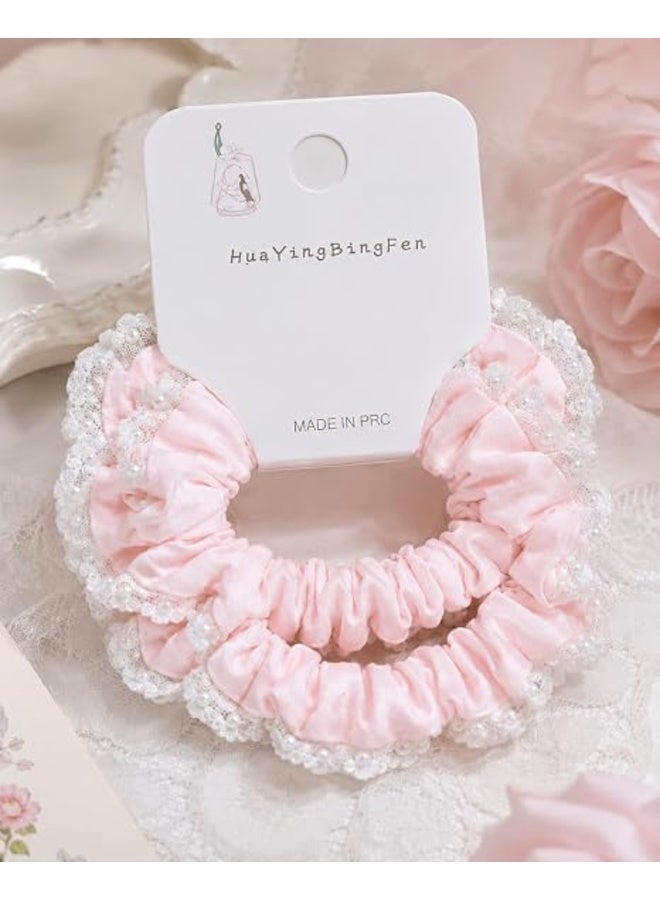 First Choice Fabric Hair Tie Trimmed with Soft Lace Edges – Elastic Hair Tie for Children and Girls (School & Special Occasions) – Single Piece (Assorted Colors) - Image 4
