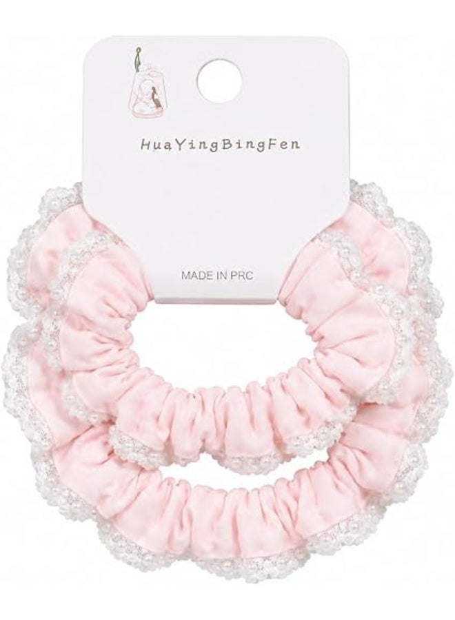First Choice Fabric Hair Tie Trimmed with Soft Lace Edges – Elastic Hair Tie for Children and Girls (School & Special Occasions) – Single Piece (Assorted Colors) - Image 2