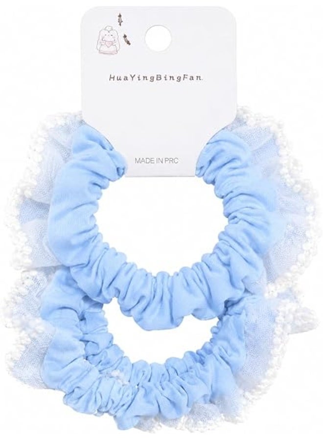 First Choice Fabric Hair Tie Trimmed with Soft Lace Edges – Elastic Hair Tie for Children and Girls (School & Special Occasions) – Single Piece (Assorted Colors) - Image 1