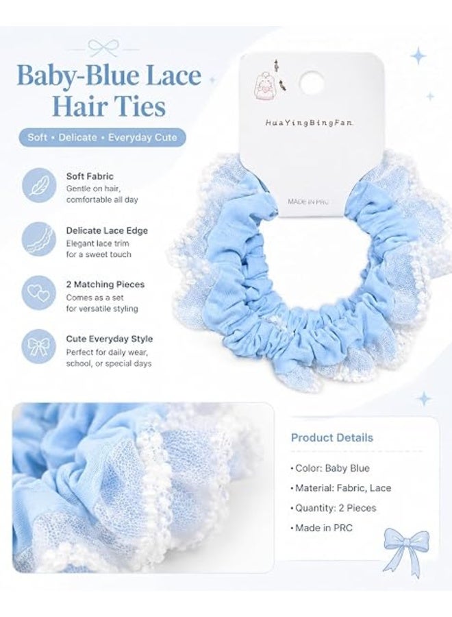 First Choice Fabric Hair Tie Trimmed with Soft Lace Edges – Elastic Hair Tie for Children and Girls (School & Special Occasions) – Single Piece (Assorted Colors) - Image 5