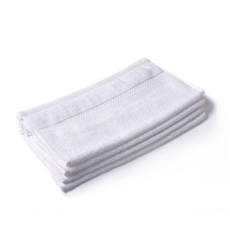 Feather Spun Bamboo Cotton Face Towel Lavender Fragrance OekoTEX Standard 100 Double Needle Stitch Anti Microbial 600 GSM 33 cms x 33 cms Pack of 4 Pure Snow