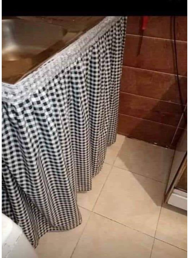Short Kitchen Curtain Plaid Pattern | Under Sink Curtain Rustic Style | Small Decorative Kitchen Curtain - Image 3