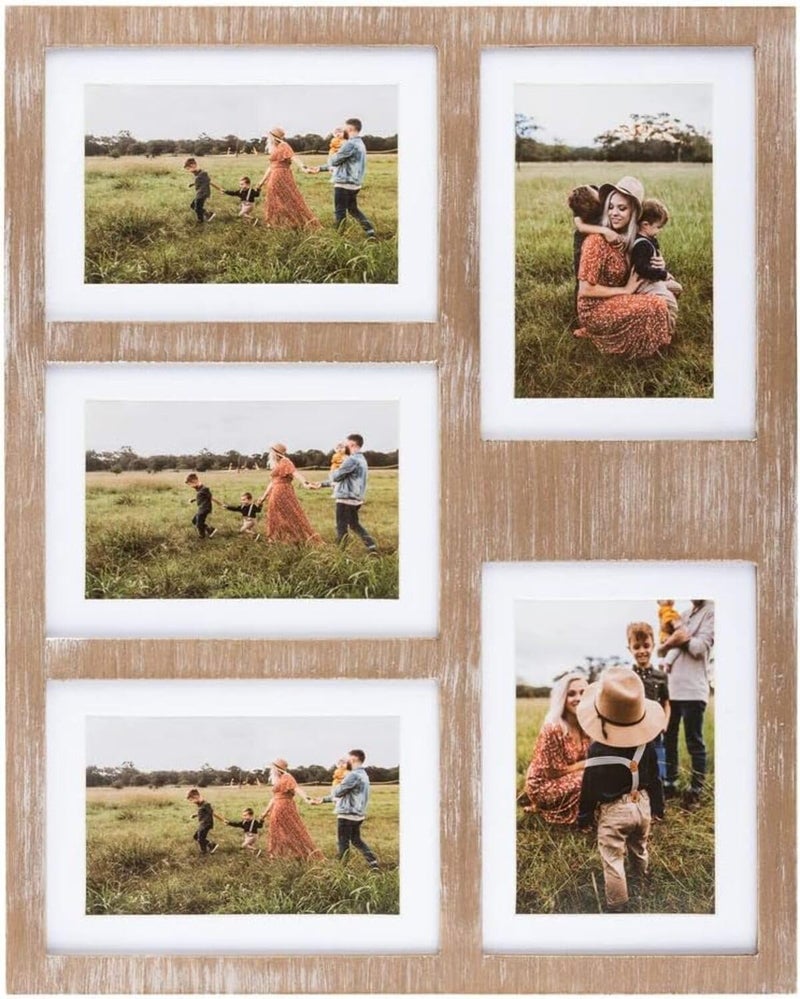 Great Lakes Memories Great Lakes Memories GLM 4x6 or 5x7 Collage Picture Frames for Wall Holds 5 Photos 5x7 Picture Frame Collage or 4x6 Picture Frame Collage Farmhouse Picture Frames Collage Wall Decor Brown 
