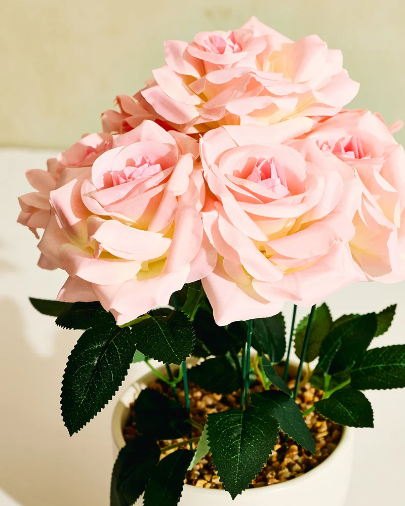 REDTAG Pink Artificial Rose in Ceramic Pot
