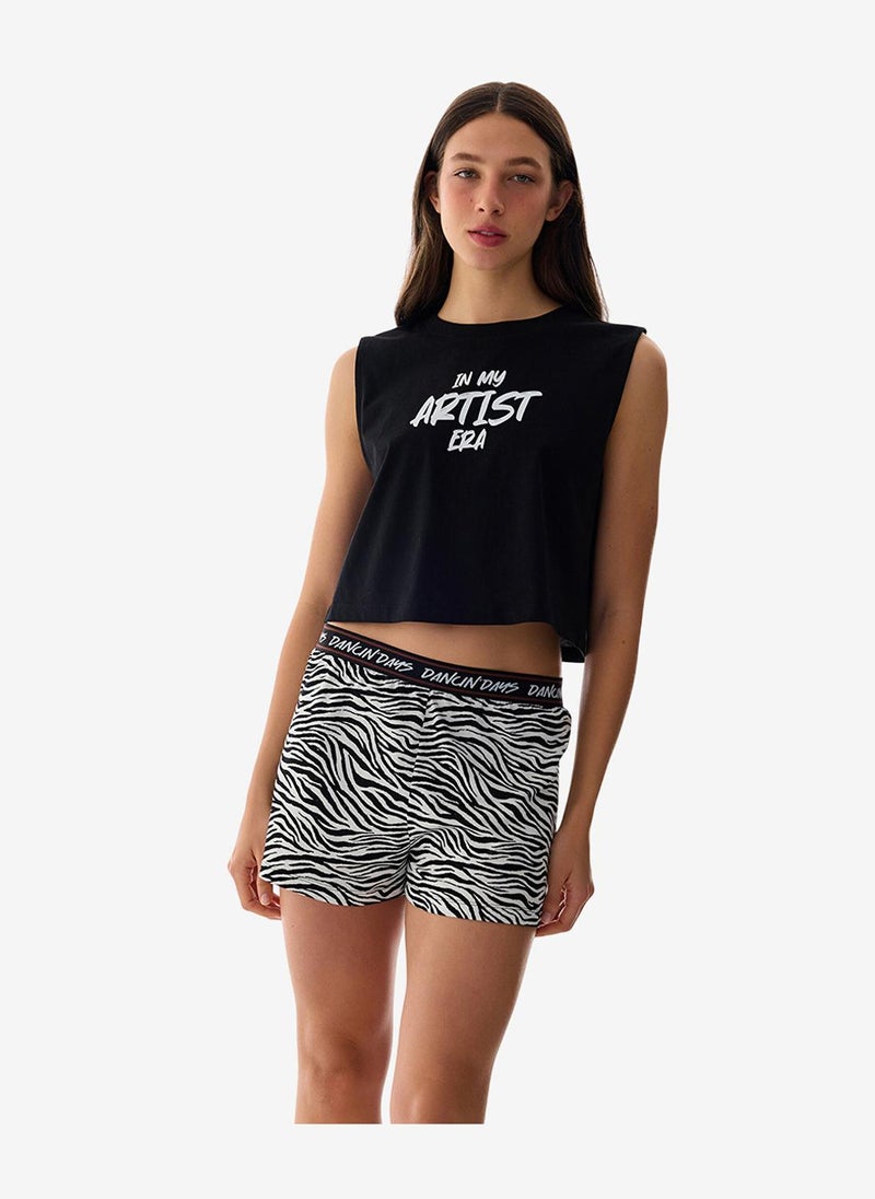 Penti Women Artist Era Sleeveless Shorts Black Set - Image 2