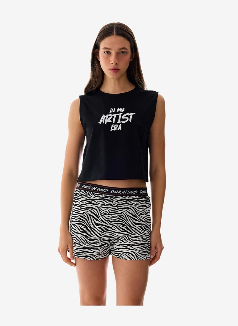 Penti Women Artist Era Sleeveless Shorts Black Set - Image 1