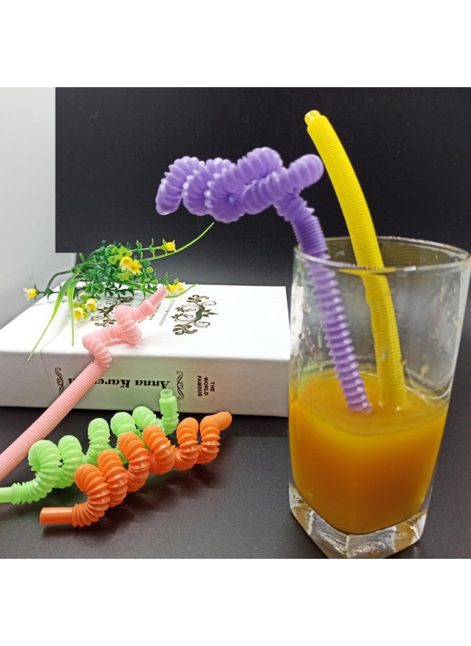 Generic - Innovative Whistle Straw Diy Personality Modeling Music Straw Full Bend Disposable PP Plastic Straw Manufacturers Wholesale-Color:Orange - Image 1