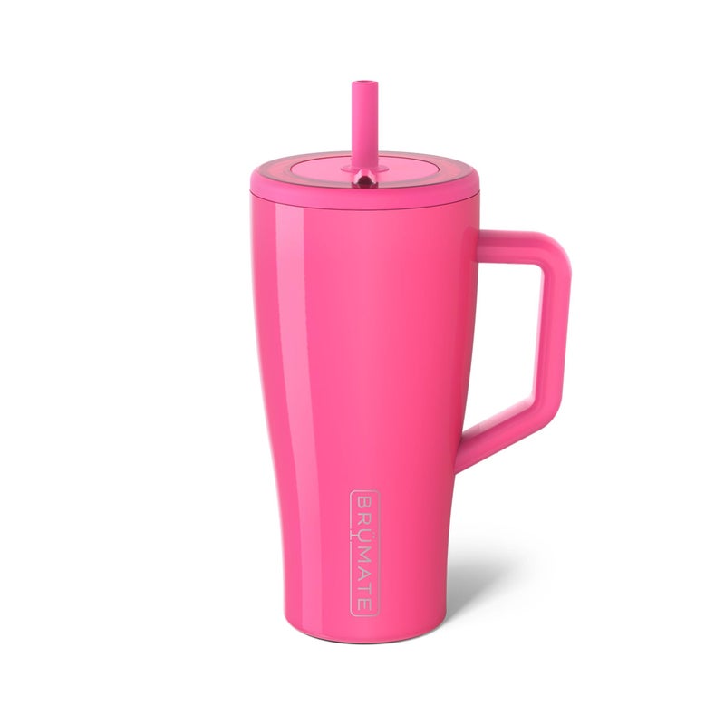 BrÃ¼Mate BrMate Era 30 oz Tumbler with Handle and Straw | 100% Leakproof Insulated Tumbler with Lid and Straw | Made of Stainless Steel | Cup Holder Friendly Base | 30oz (Neon Pink) - Image 1