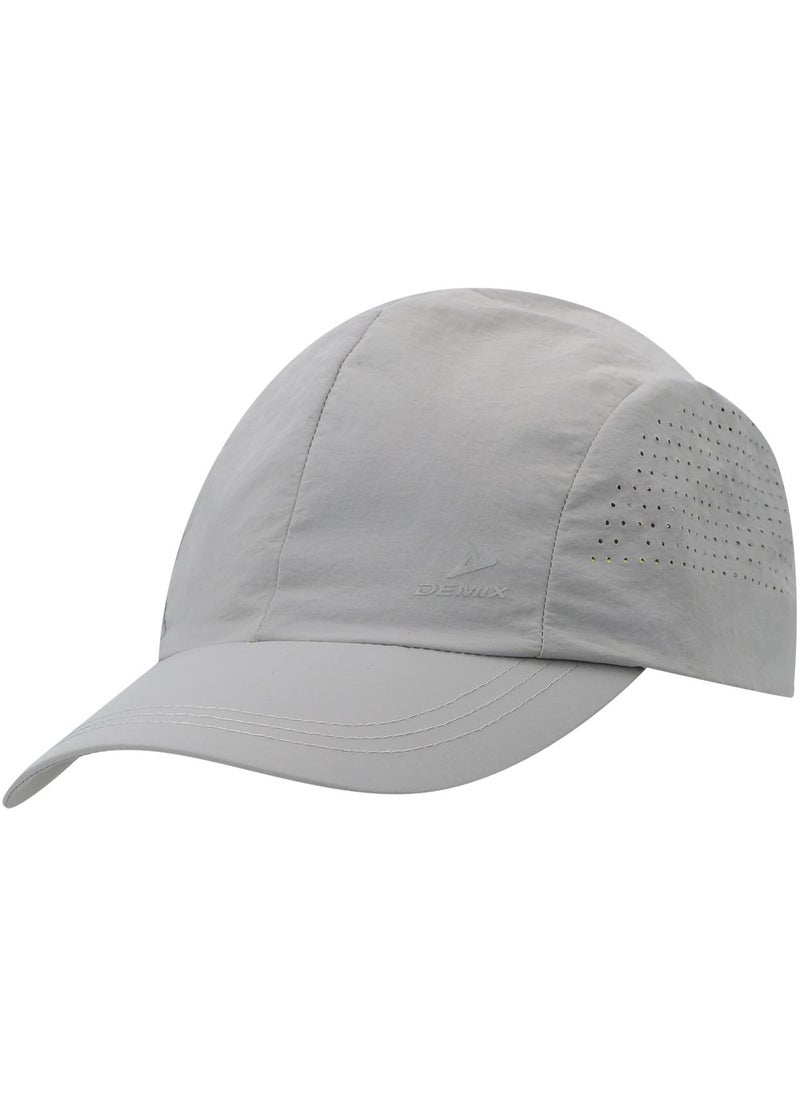 Demix Demix Grey Five-Bladed Baseball Cap, One Size, Stylish with Bright Inserts, Sun Protection for Outdoor Jogging  - Image 1