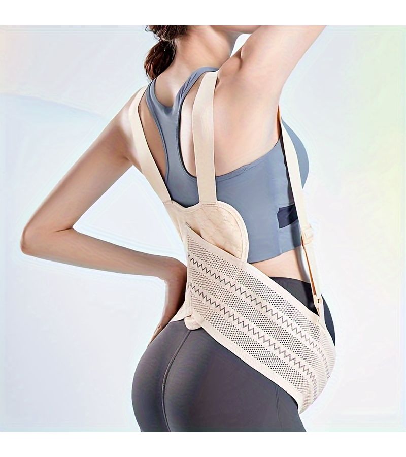 Beige Maternity Support Belt Breathable Waist Support Reduce Pregnancy Weight - Image 5