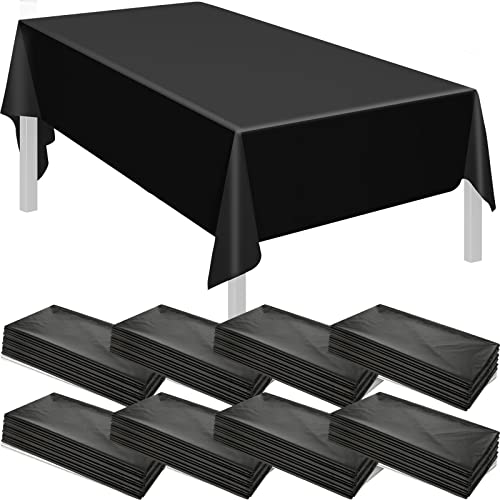 28 Pack Disposable Plastic Tablecloth Rectangle Table Cover 54 x 108 Inches Disposable Table Clothes for Rectangle Tables Rectangular Plastic Table Cloths for Picnic Camping Party WeddingBlack