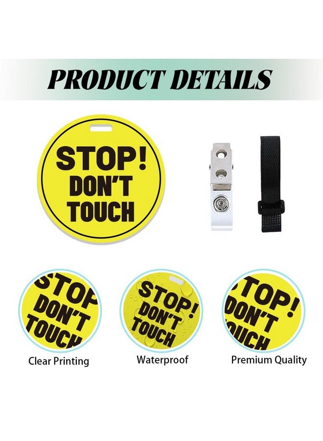 PLIGREAT 2 Pack Yellow Stop Don't Touch Baby Car Seat Sign for Newborn Baby Girls Boys No Touching Kissing Baby Reminder Signage for Baby Carrier Car Seat Stroller Tag with Hanging Straps and Clip - Image 5