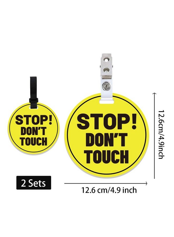 PLIGREAT 2 Pack Yellow Stop Don't Touch Baby Car Seat Sign for Newborn Baby Girls Boys No Touching Kissing Baby Reminder Signage for Baby Carrier Car Seat Stroller Tag with Hanging Straps and Clip - Image 2