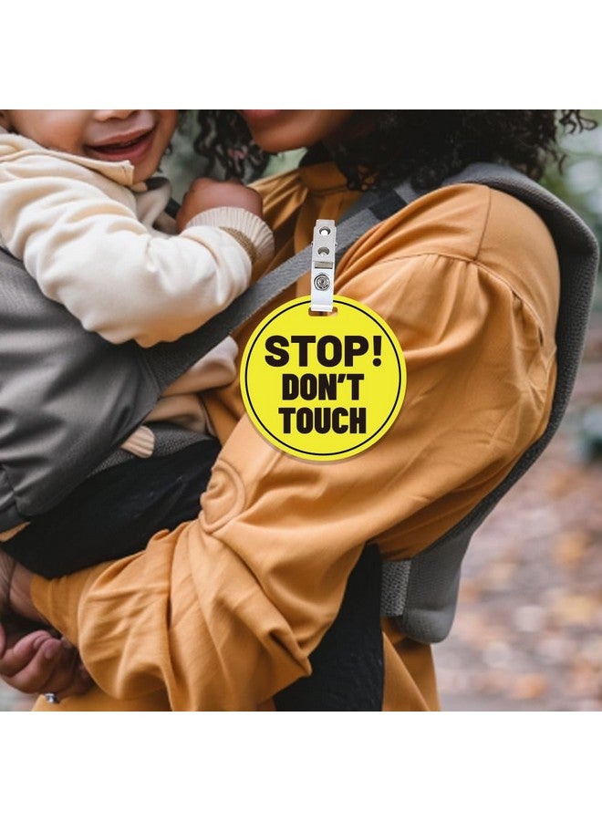 PLIGREAT 2 Pack Yellow Stop Don't Touch Baby Car Seat Sign for Newborn Baby Girls Boys No Touching Kissing Baby Reminder Signage for Baby Carrier Car Seat Stroller Tag with Hanging Straps and Clip - Image 4