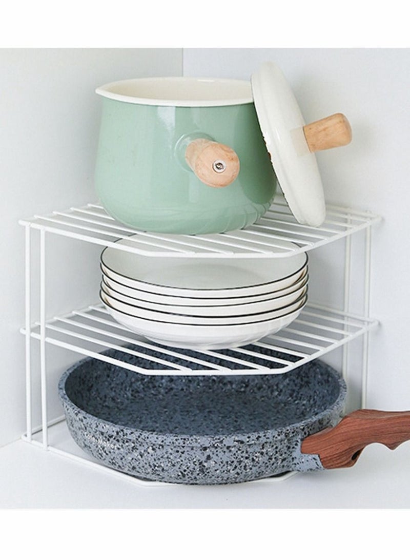 هومار كيت ركن رف منظم المطبخ مع ملاعق قياس ، رف معدني متين للخدمة الشاقة مقاوم للصدأ ، خفيف الوزن وتصميم قابل للتكديس ، مثالي للمطبخ ، مخزن ، حمام ، غرفة نوم (أبيض) - Image 2